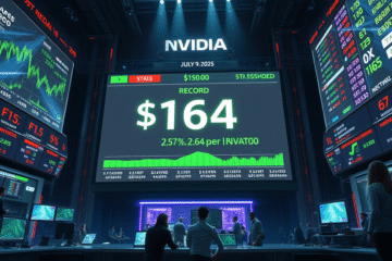 Imagine reprezentativă pentru Nvidia, prima companie publică evaluată la 4 trilioane de dolari, evidențiind impactul tehnologiilor AI în creșterea valorii sale.
