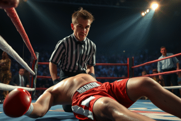 Jake Paul în timpul meciului de box, suferind fracturi la maxilar după înfrângerea prin KO.