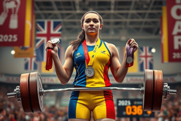 Sportiva Anului 2025 sărbătorind medaliile câștigate la competițiile internaționale de haltere.