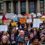 Angajații din sectorul bugetar protestează împotriva Legii salarizării care amenință salariile.