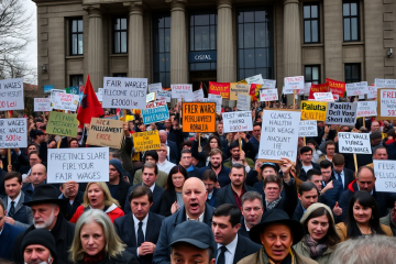 Angajații din sectorul bugetar protestează împotriva Legii salarizării care amenință salariile.