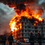 Incendiu la acoperișul unui bloc, intervenția pompierilor
