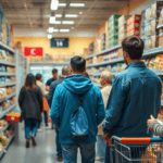 Grafic care ilustrează creșterea inflației și impactul acesteia asupra prețurilor în supermarketuri.